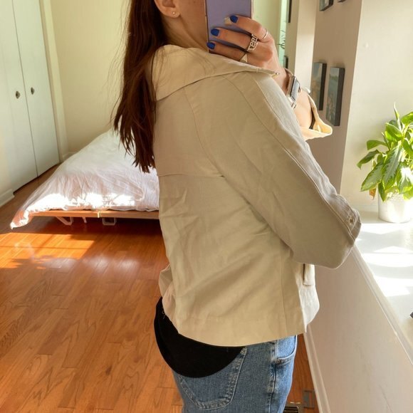 Ann Taylor Convertible Neck 3/4 Sleeve Zip-Up Jacket White Size 0 - Picture 4 of 8